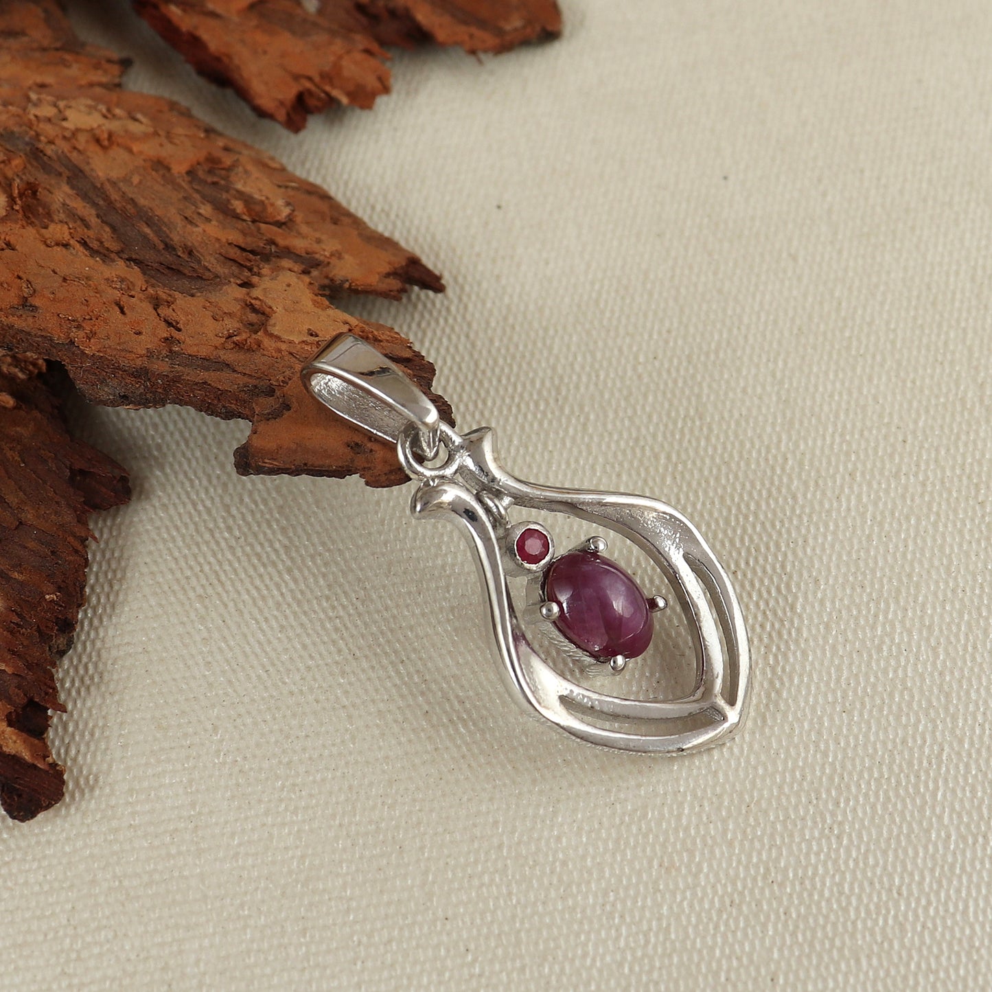 Natural Star Ruby Pendant-925 Sterling Silver Designer Pendant-Tiny Ruby Pendant-July Birthstone Pendant-Ruby Pendant Necklace-Chain Pendant