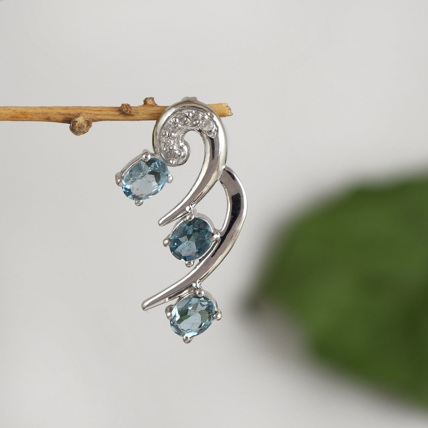 Aquamarine Pendant-925 Sterling Silver Pendant-Diamond Pendant-Natural Aquamarine Necklace-Oval Cut Gemstone Pendant-Wedding Gift for Her