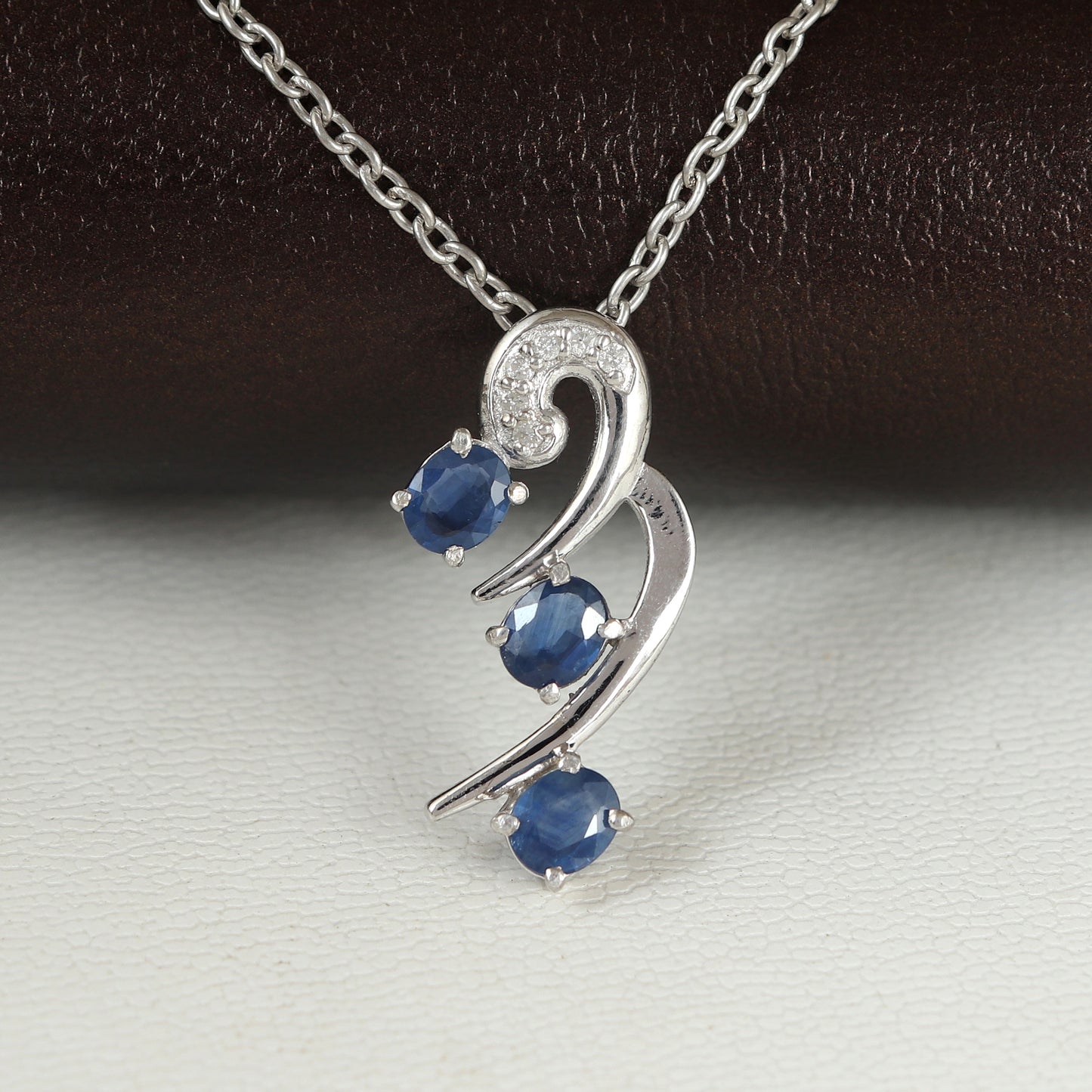 Blue Sapphire Pendant-925 Sterling Silver Pendant-September Birthstone Pendant-Diamond Pendant-Oval Cut Gemstone Pendant-Sapphire Jewelry