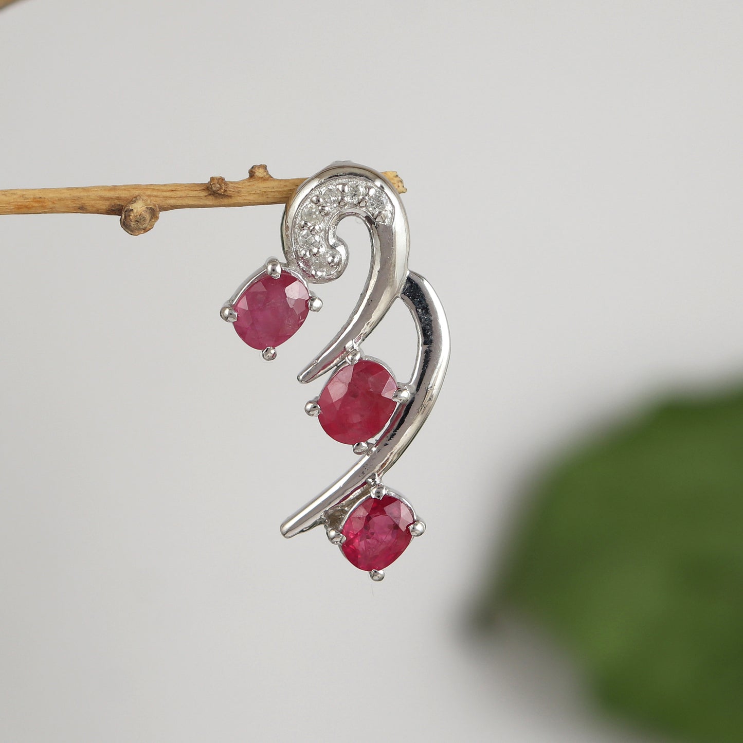 Natural Ruby Pendant-925 Sterling Silver Chain Pendant-Diamond Pendant-Real Ruby Pendant-July Birthstone-Oval Gemstone Pendant-Gift for Her