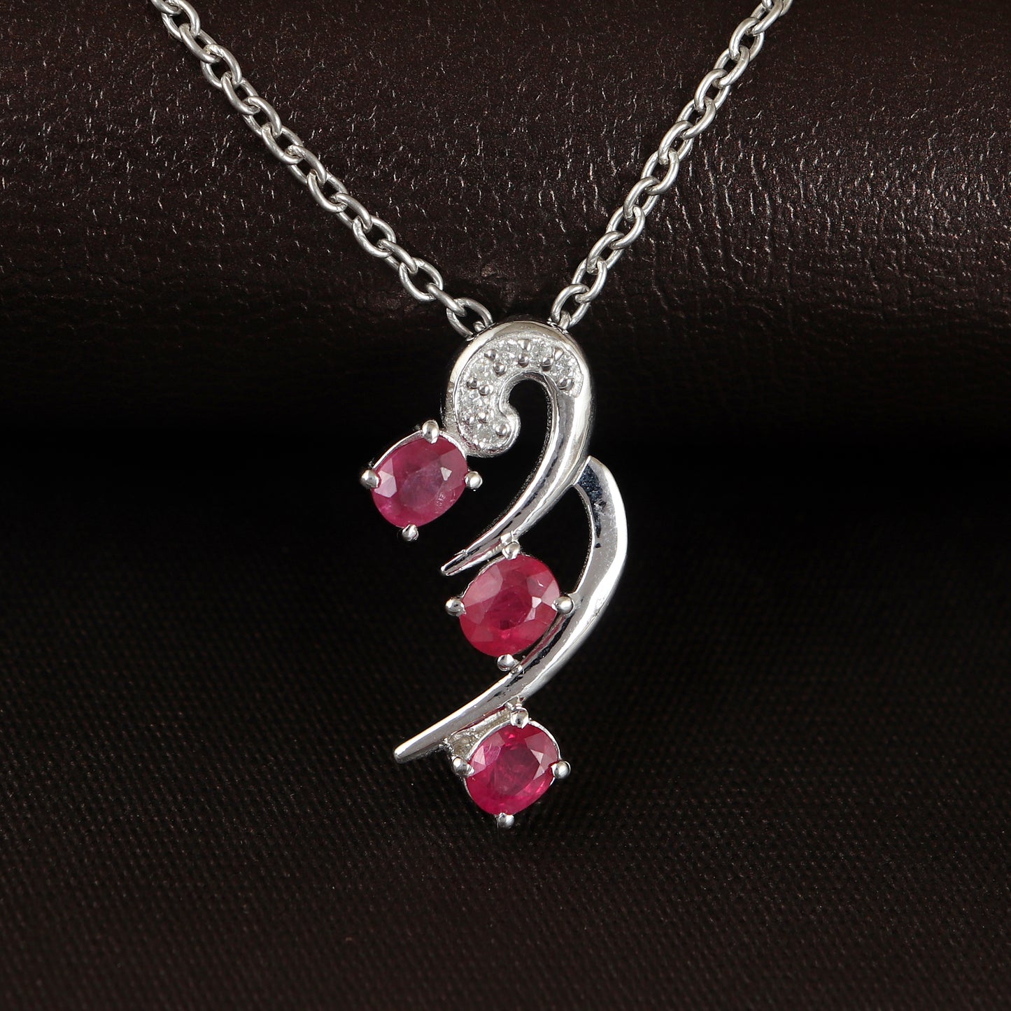 Natural Ruby Pendant-925 Sterling Silver Chain Pendant-Diamond Pendant-Real Ruby Pendant-July Birthstone-Oval Gemstone Pendant-Gift for Her