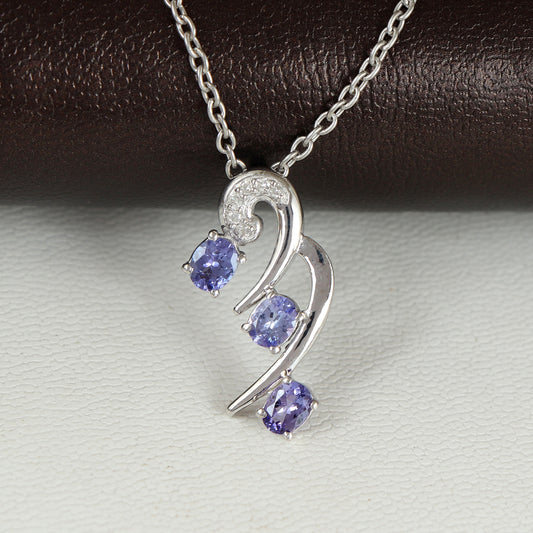 Natural Tanzanite Pendant-925 Sterling Silver Pendant-December Birthstone Pendant-Diamond Pendant-Tanzanite Necklace-Chain Pendant for Her