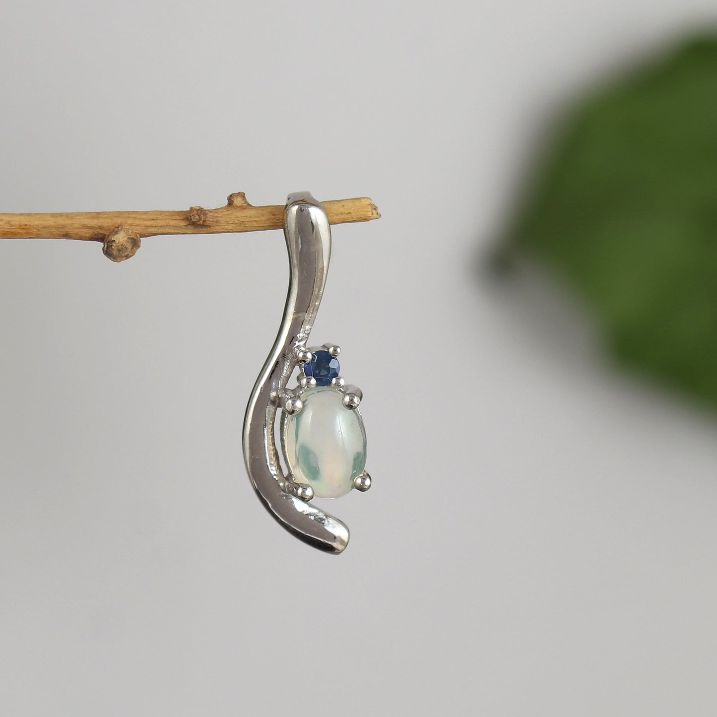 Ethiopian Opal Pendant-925 Sterling Silver Pendant-Multi Fire Opal Pendant-Tiny Opal Pendant-7x5mm Gemstone Pendant-Silver Chain Pendant