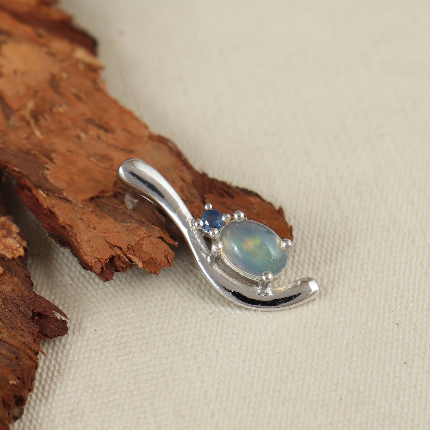 Ethiopian Opal Pendant-925 Sterling Silver Pendant-Multi Fire Opal Pendant-Tiny Opal Pendant-7x5mm Gemstone Pendant-Silver Chain Pendant