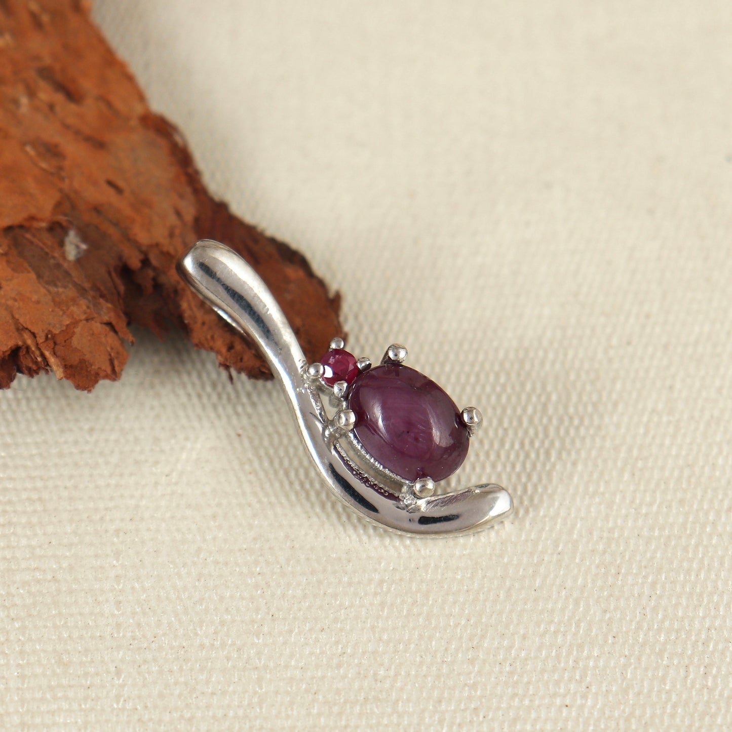 Natural Star Ruby Pendant-925 Sterling Silver Designer Pendant-Tiny Ruby Pendant-July Birthstone Pendant-Ruby Pendant Necklace-Chain Pendant