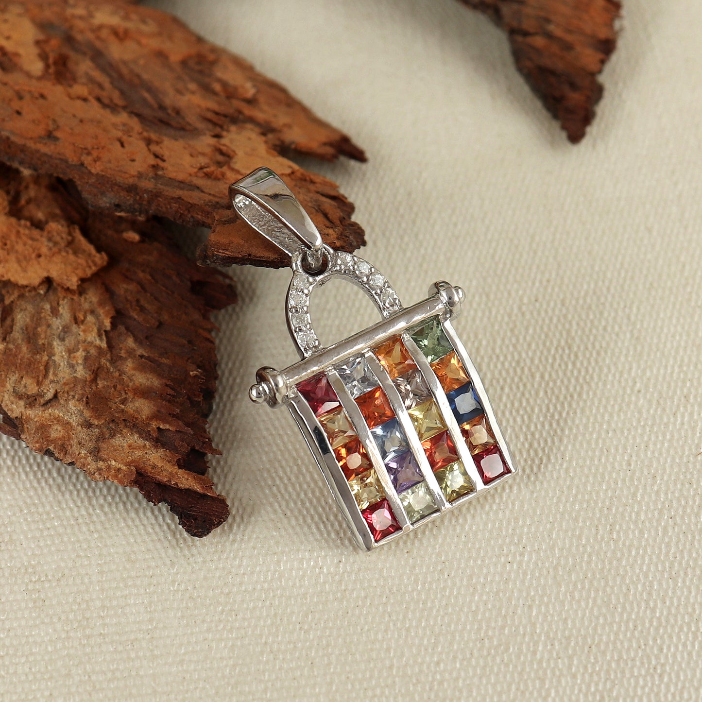 Multi Sapphire Book Pendant-925 Sterling Silver-Tiny Sapphire Pendant-September Birthstone-Multi Stone Pendant-Christmas Gift for Women