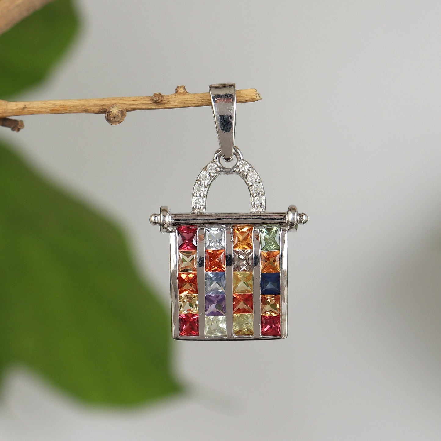 Multi Sapphire Book Pendant-925 Sterling Silver-Tiny Sapphire Pendant-September Birthstone-Multi Stone Pendant-Christmas Gift for Women