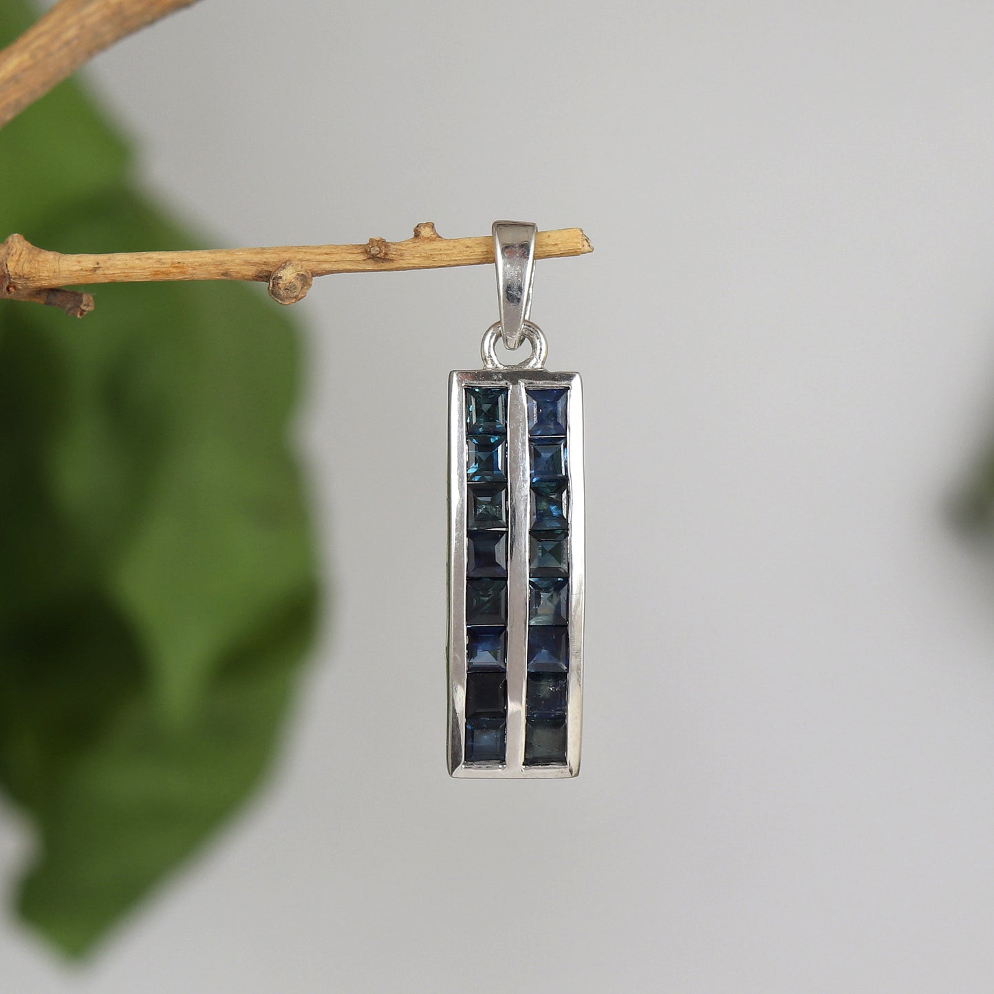 Natural Blue Sapphire Square Cut Gemstone Pendant-925 Sterling Silver-Precious Pendant-Chain Pendant-September Birthstone Pendant for Gift