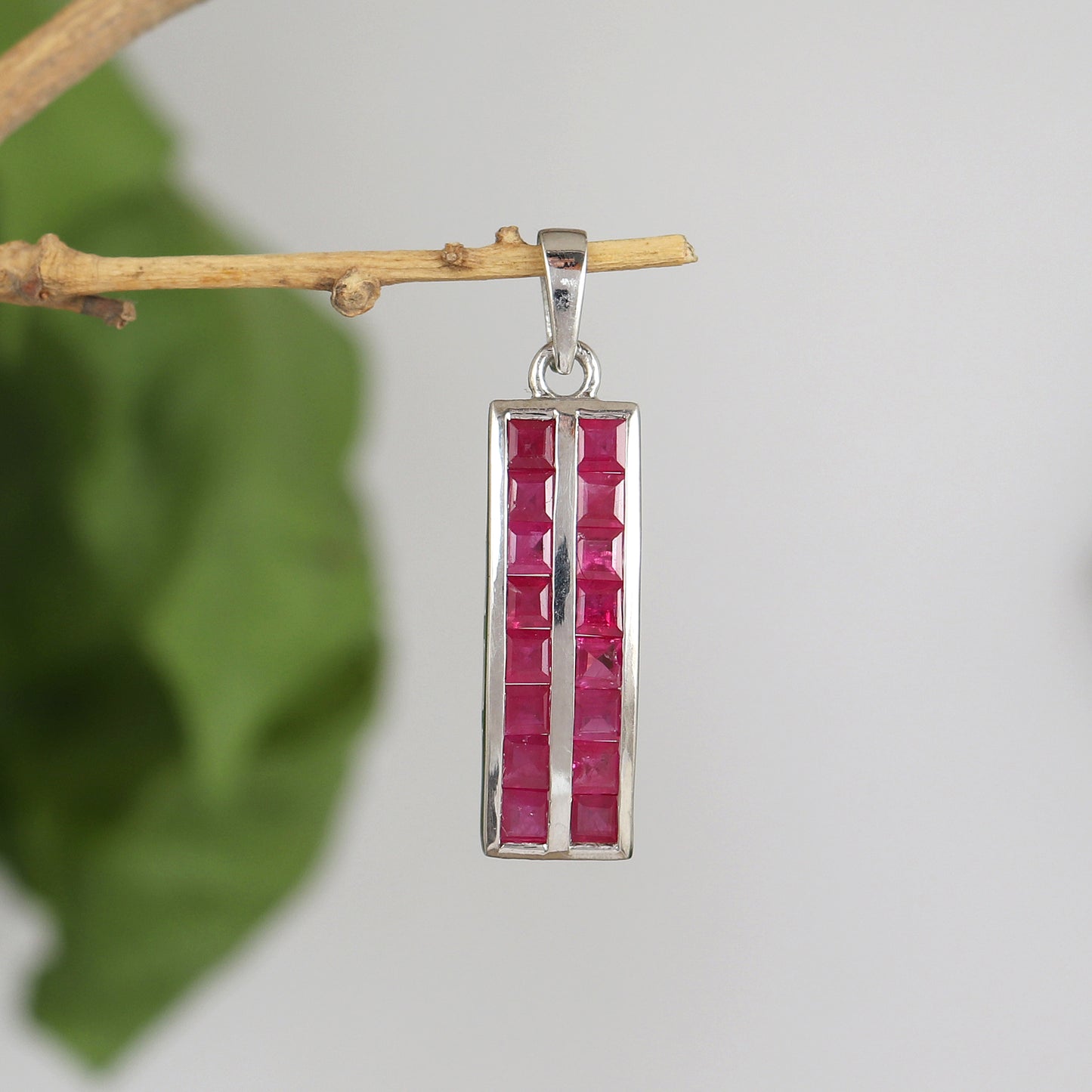 Ruby Square Cut Gemstone Pendant-925 Sterling Silver-July Birthstone Pendant-Precious Pendant-Ruby Silver Pendant-Christmas Gift for Her