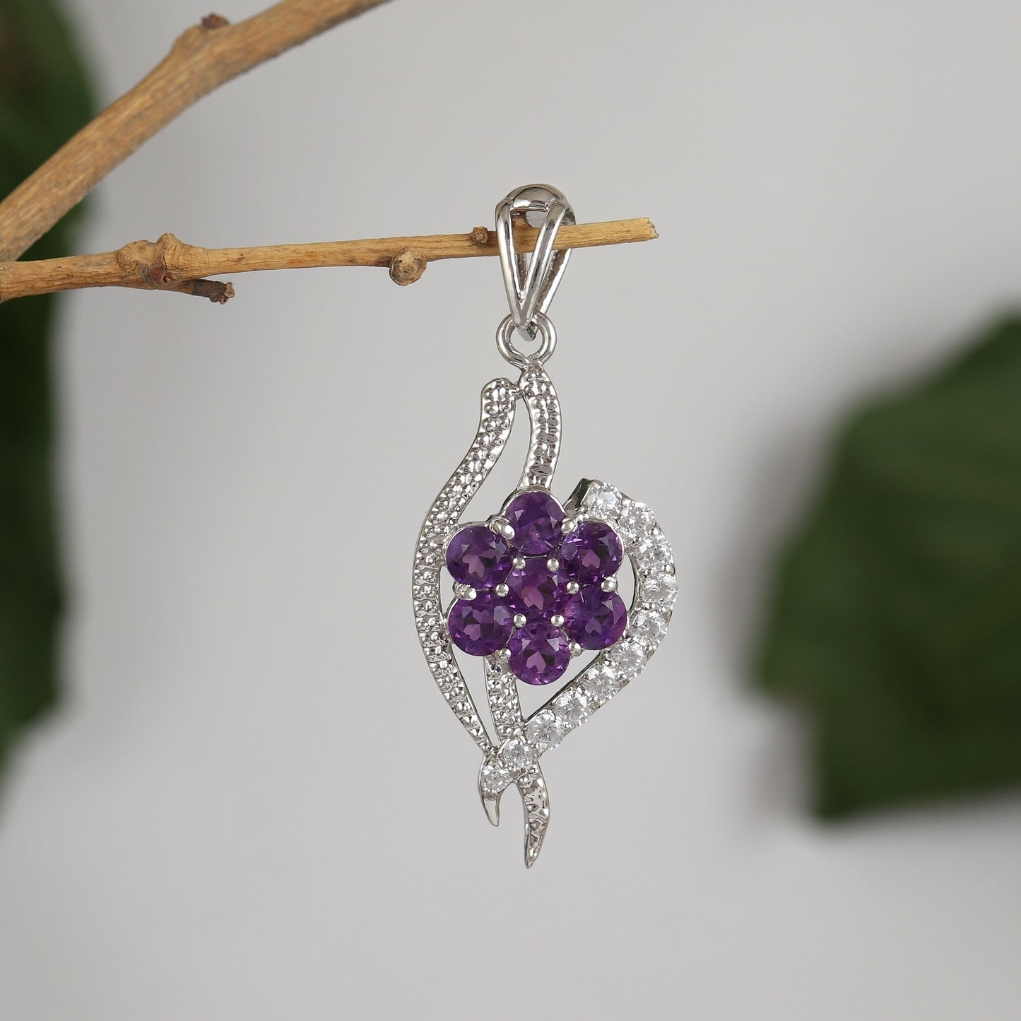 Amethyst Pendant-925 Sterling Silver Necklace-February Birthstone-Amethyst Jewelry-Antique Pendant-Vintage Pendant-Anniversary Gift for Her