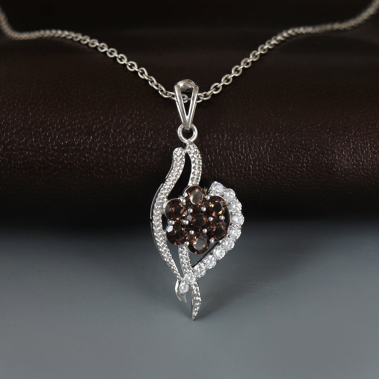 Natural Smoky Quartz Pendant Necklace-925 Sterling Silver Pendant-Round Gemstone Pendant-Handmade Pendant-Silver Chain Pendant-Gift for Her