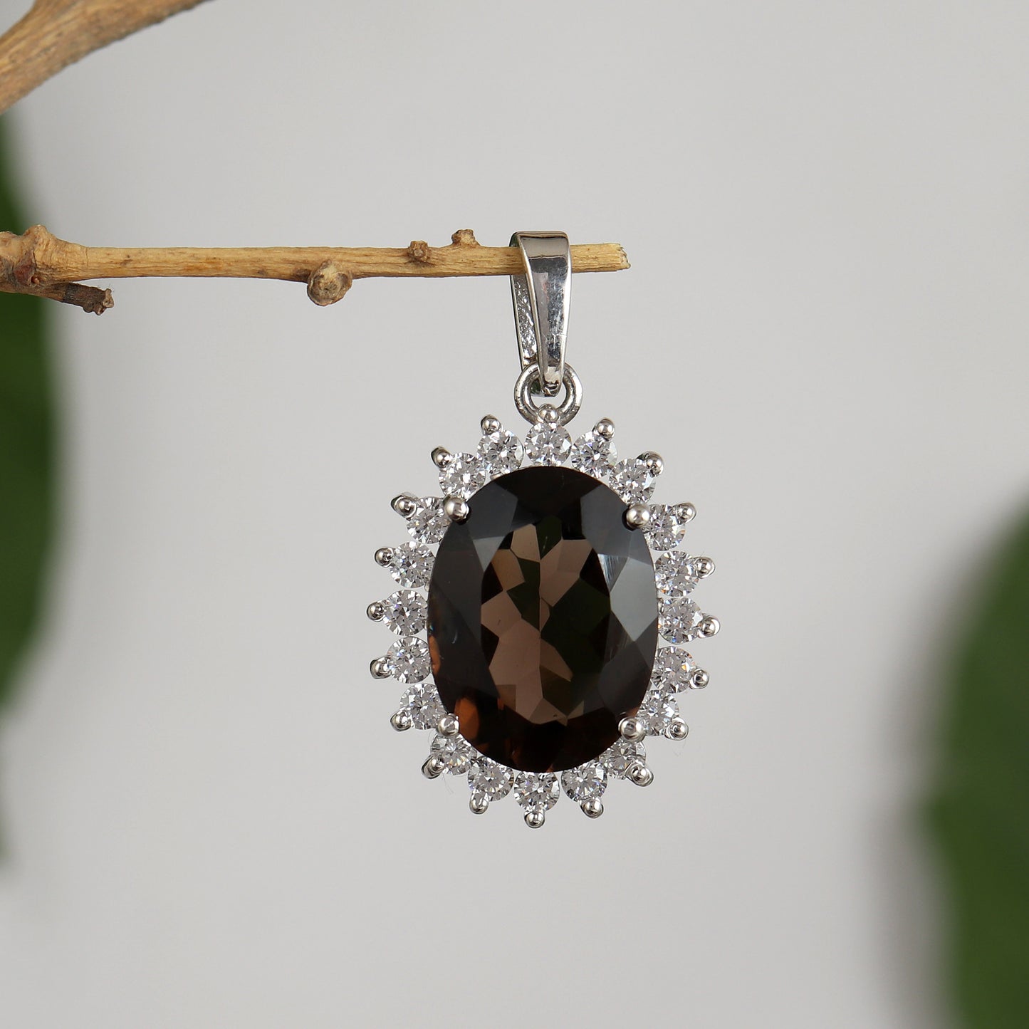 Smoky Quartz Pendant-925 Sterling Silver Chain Pendant-November Birthstone Pendant-Smoky Quartz Cluster Pendant-Christmas Gift for Her