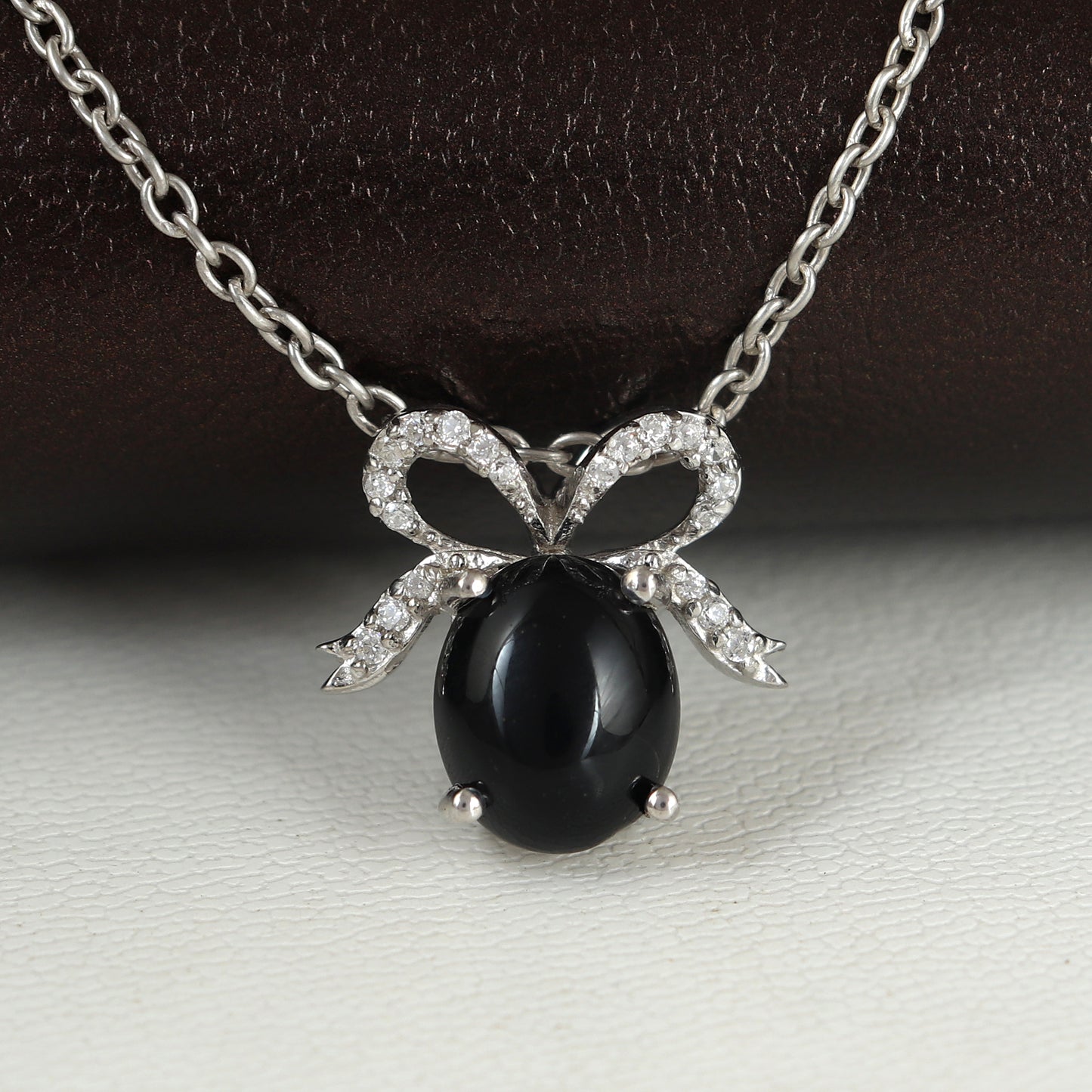Black Onyx Oval Cabochon Gemstone Pendant-925 Sterling Silver Chain Pendant-Black Onyx Jewelry-Christmas Gift-Dainty Black Onyx Pendant