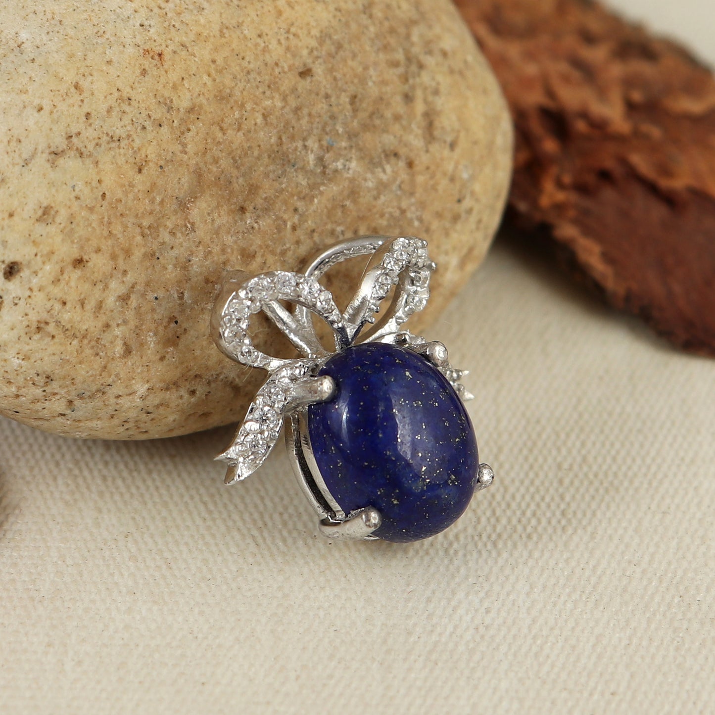 Lapis Lazuli Pendant-925 Sterling Silver Chain Pendant-Blue Cabochon Gemstone Pendant-Handmade Pendant-Lapis Lazuli Jewelry-Gift for Her