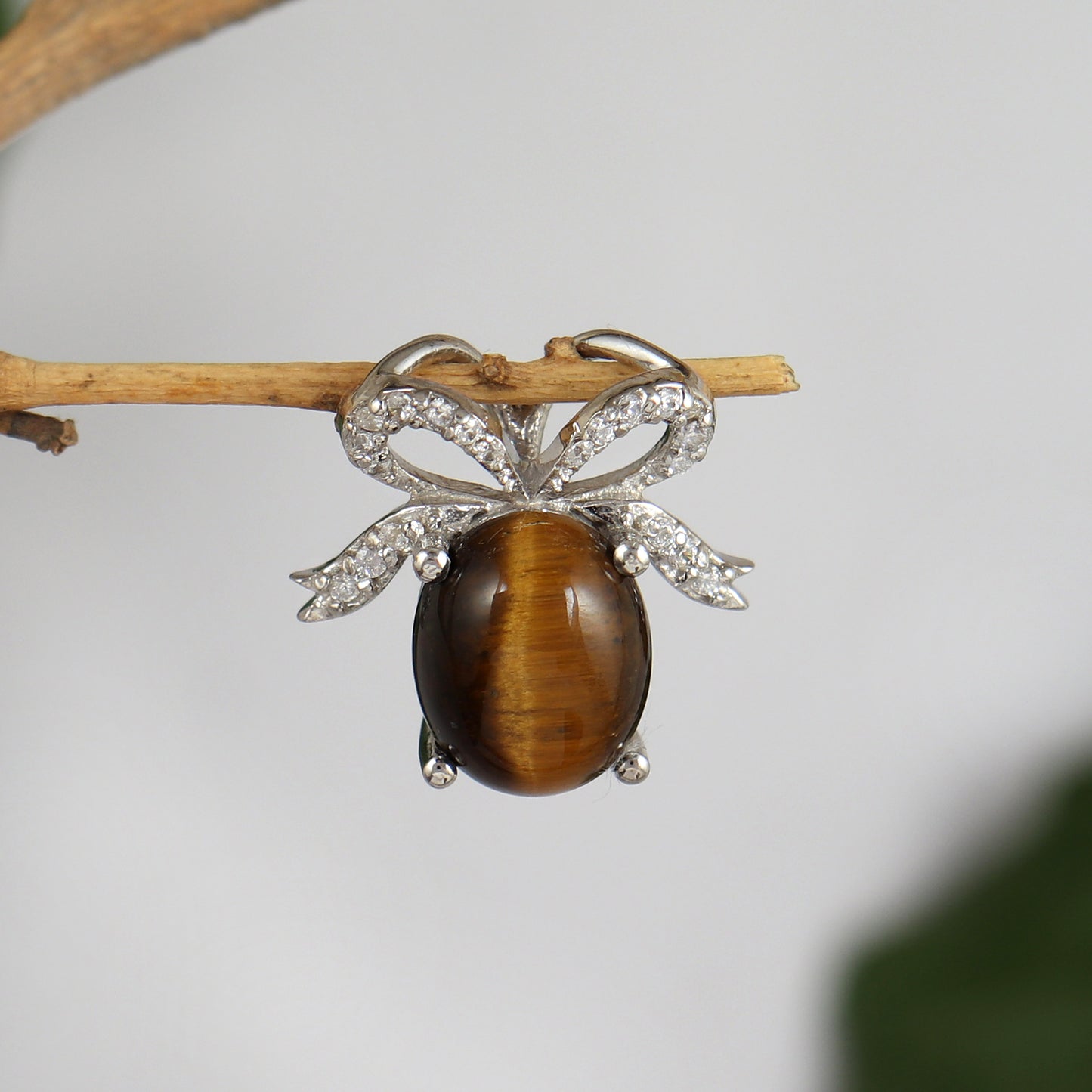 Natural Tiger Eye Pendant-925 Sterling Silver Pendant-11x9mm Oval Gemstone Pendant-Tiger Eye Dainty Pendant-Christmas Gift-Women Jewelry