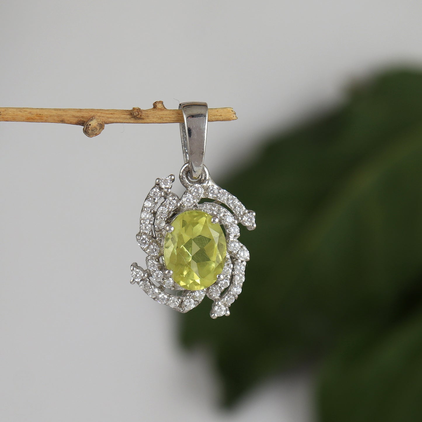 Natural Lemon Topaz Pendant-925 Sterling Silver Chain Pendant-Oval Cut Gemstone Pendant-Lemon Cluster Pendant-Christmas Gift-women Jewelry
