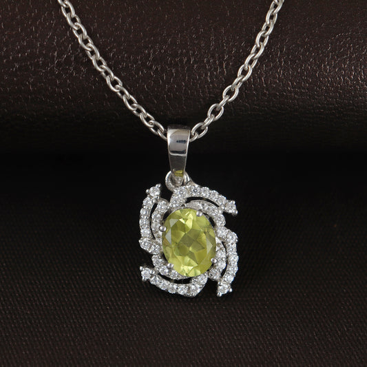 Natural Lemon Topaz Pendant-925 Sterling Silver Chain Pendant-Oval Cut Gemstone Pendant-Lemon Cluster Pendant-Christmas Gift-women Jewelry