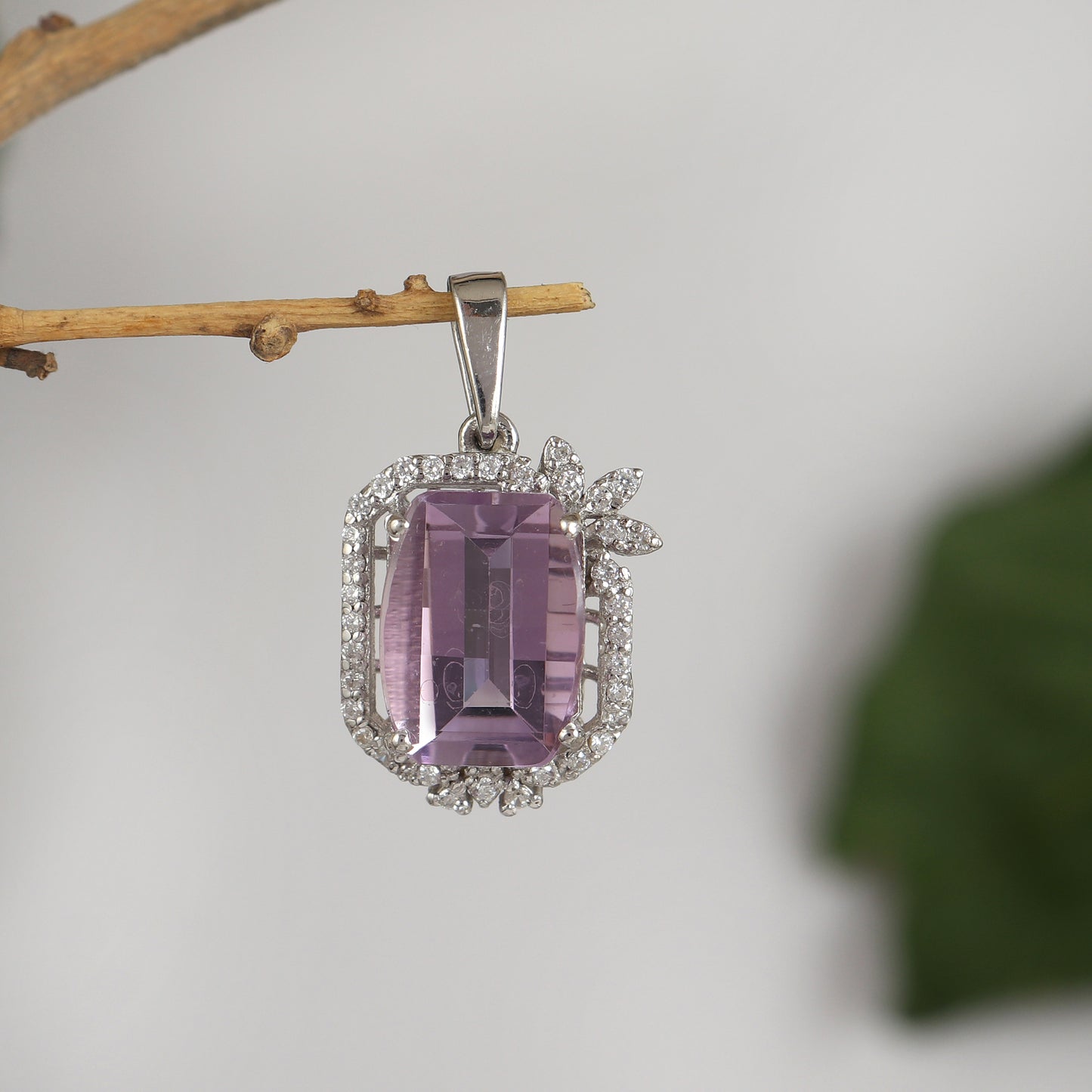 Purple Amethyst Pendant-925 Sterling Silver Pendant-Octagon Amethyst Pendant-February Birthstone Pendant-Chain Pendant-Wedding Gift for Her