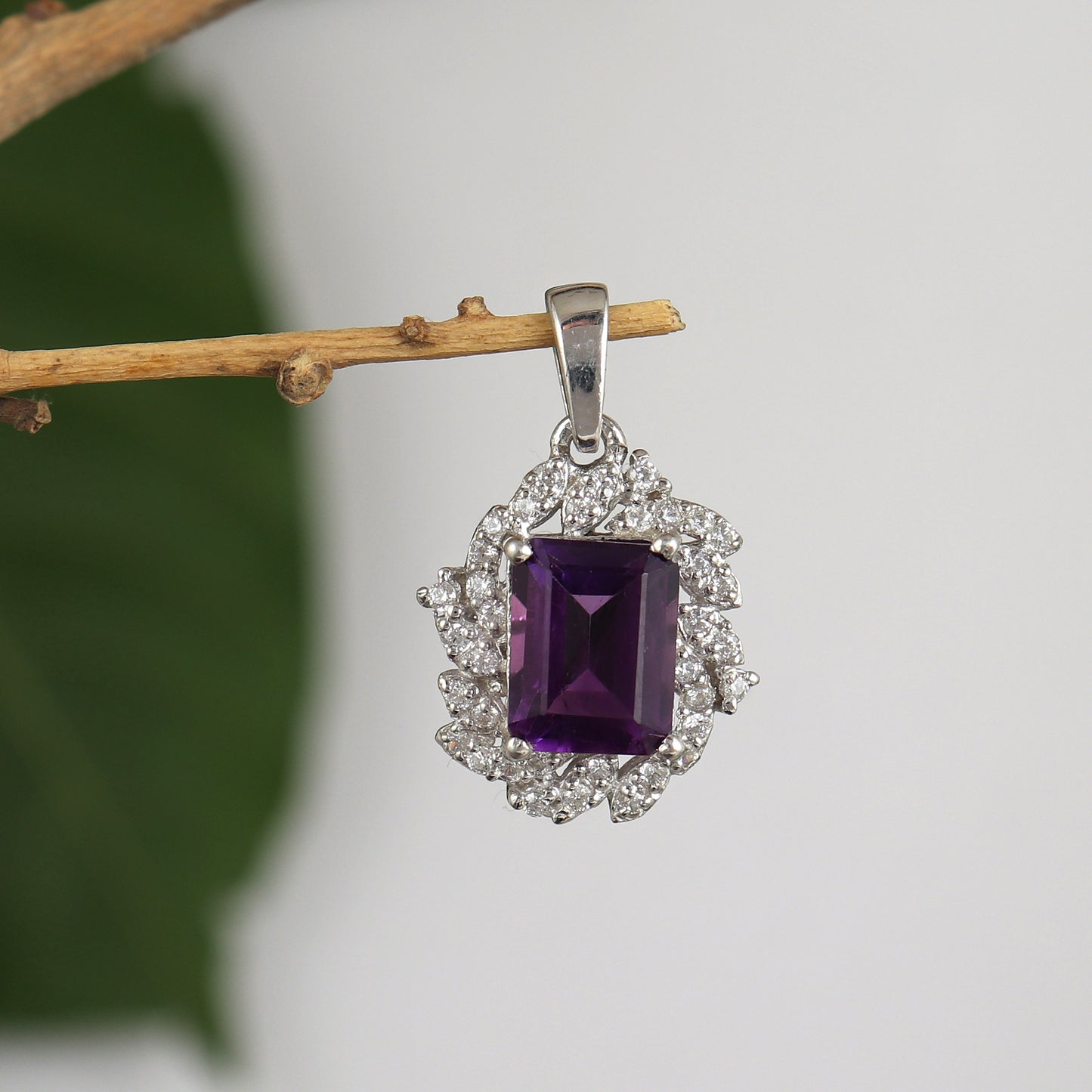 Natural Amethyst Pendant-925 Sterling Silver Pendant-February Birthstone-Amethyst Jewelry-Cluster Pendant-Christmas Gift-Wedding Gift Her