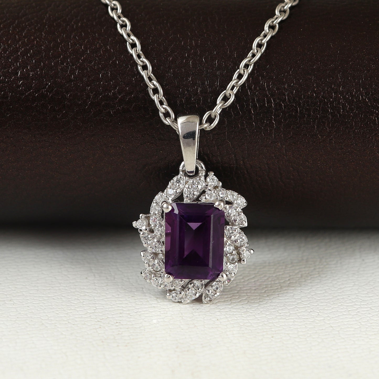 Natural Amethyst Pendant-925 Sterling Silver Pendant-February Birthstone-Amethyst Jewelry-Cluster Pendant-Christmas Gift-Wedding Gift Her