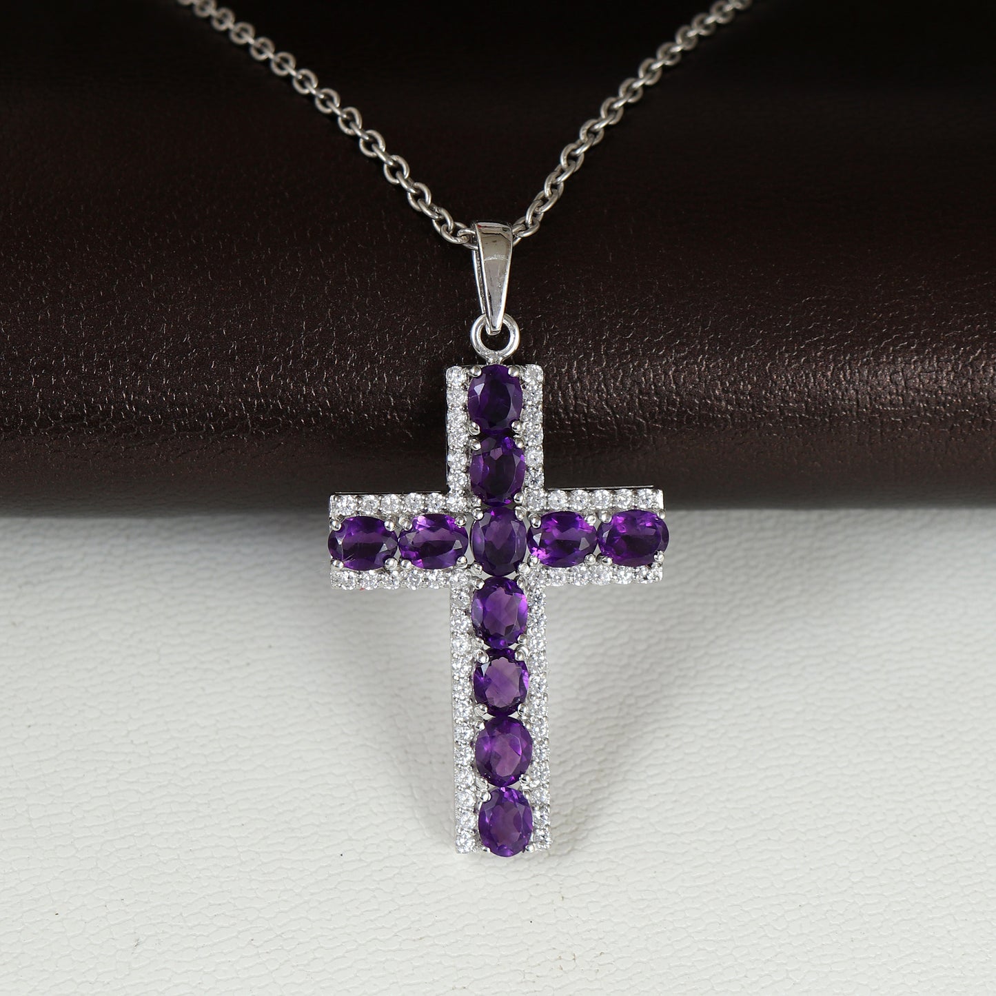 Natural Amethyst Cross Pendant-925 Sterling Silver Criss Cross-Amethyst Gemstone Pendant-Amethyst Holy Cross Pendant-Christmas Gift for Her