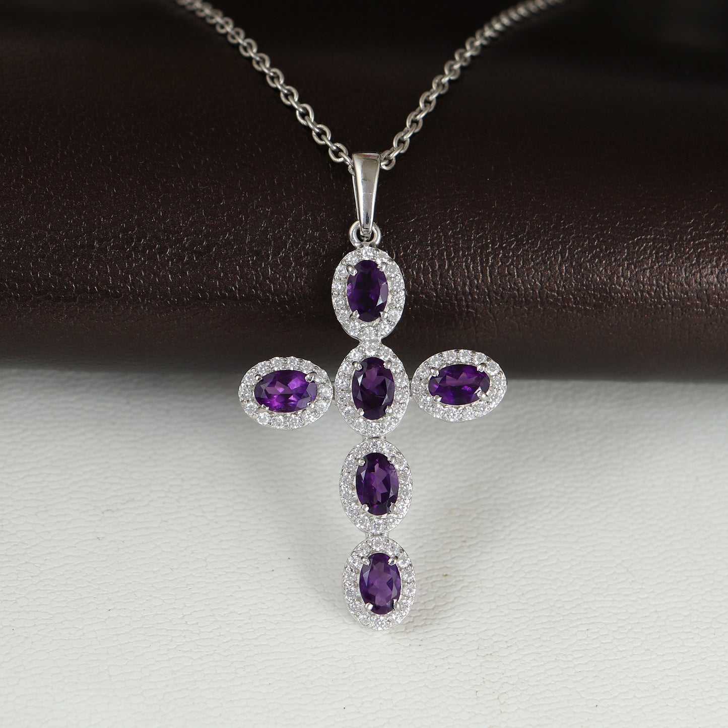 Natural Amethyst Cross Pendant-925 Sterling Silver Criss Cross-Amethyst Gemstone Pendant-Amethyst Holy Cross Pendant-Christmas Gift for Her