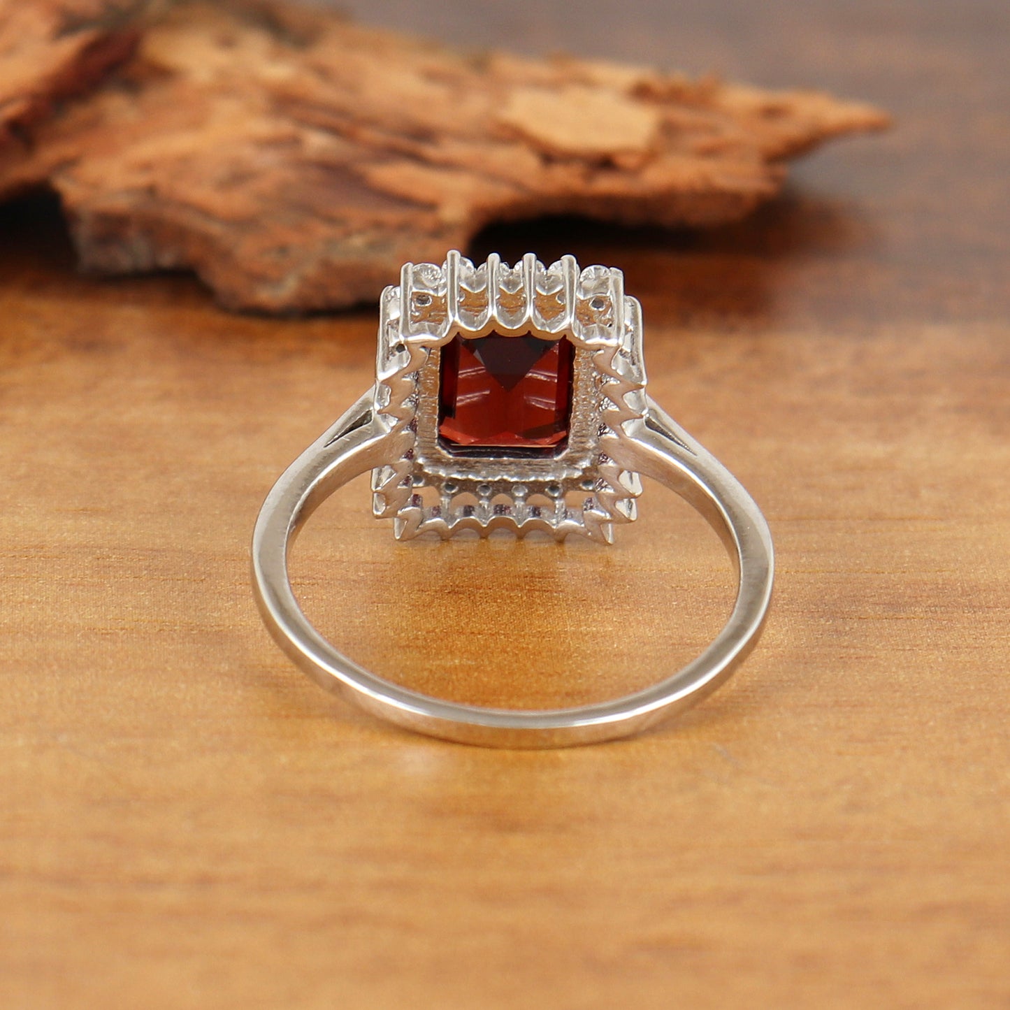 Natural Garnet Cluster Ring 925 Sterling Silver Octagon Cut Gemstone Ring January Birthstone Ring Gift for Her