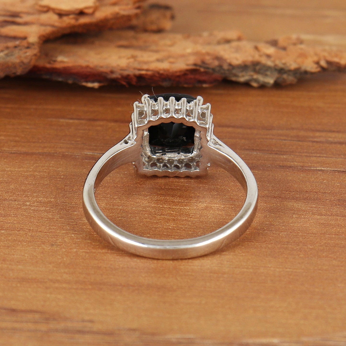 Natural Black Onyx Cluster Ring-925 Sterling Silver Ring-Cushion Cut Gemstone Ring-Handmade Ring-Wedding Gift-Anniversary Gift for Her