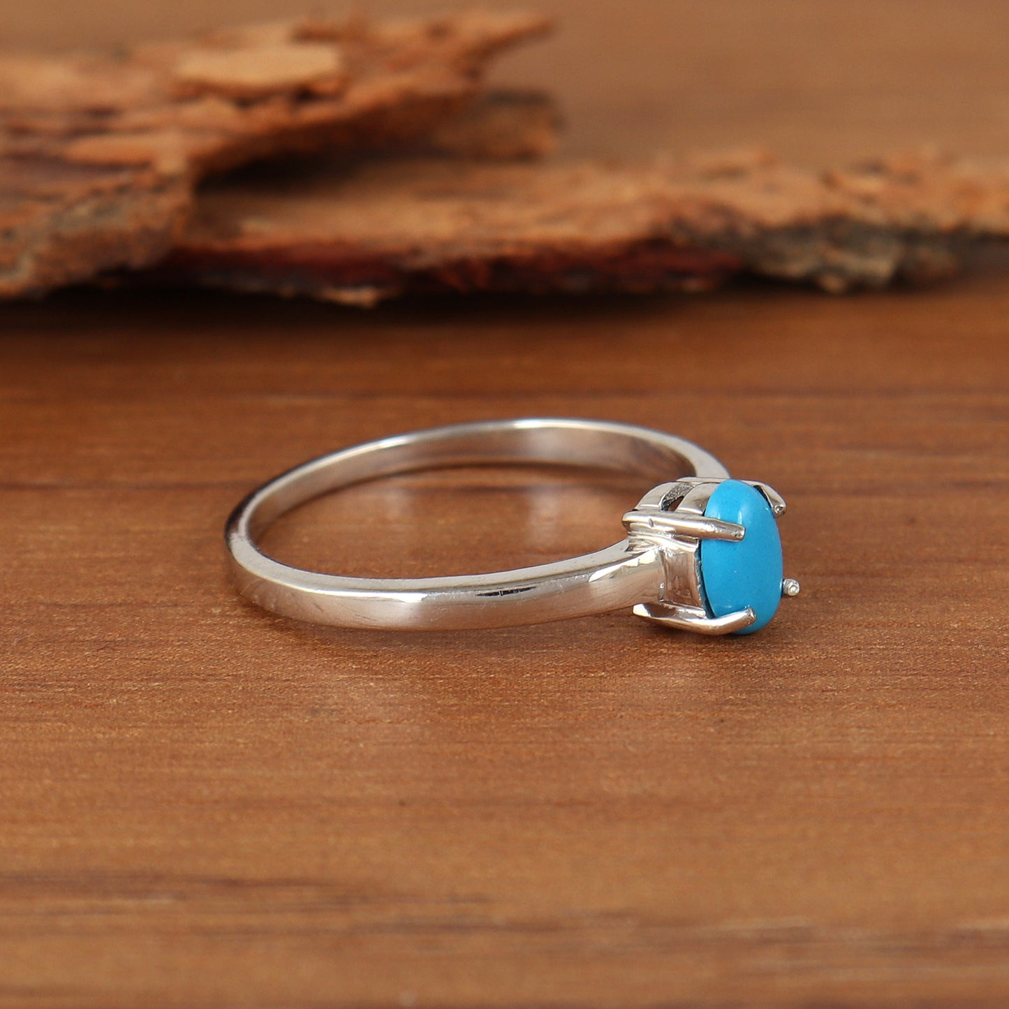 Sleeping Beauty Turquoise Ring-925 Sterling Silver Ring-Oval Cabochon Turquoise Ring-Turquoise Jewelry-Perfect Gift-Women's Jewelry for Gift
