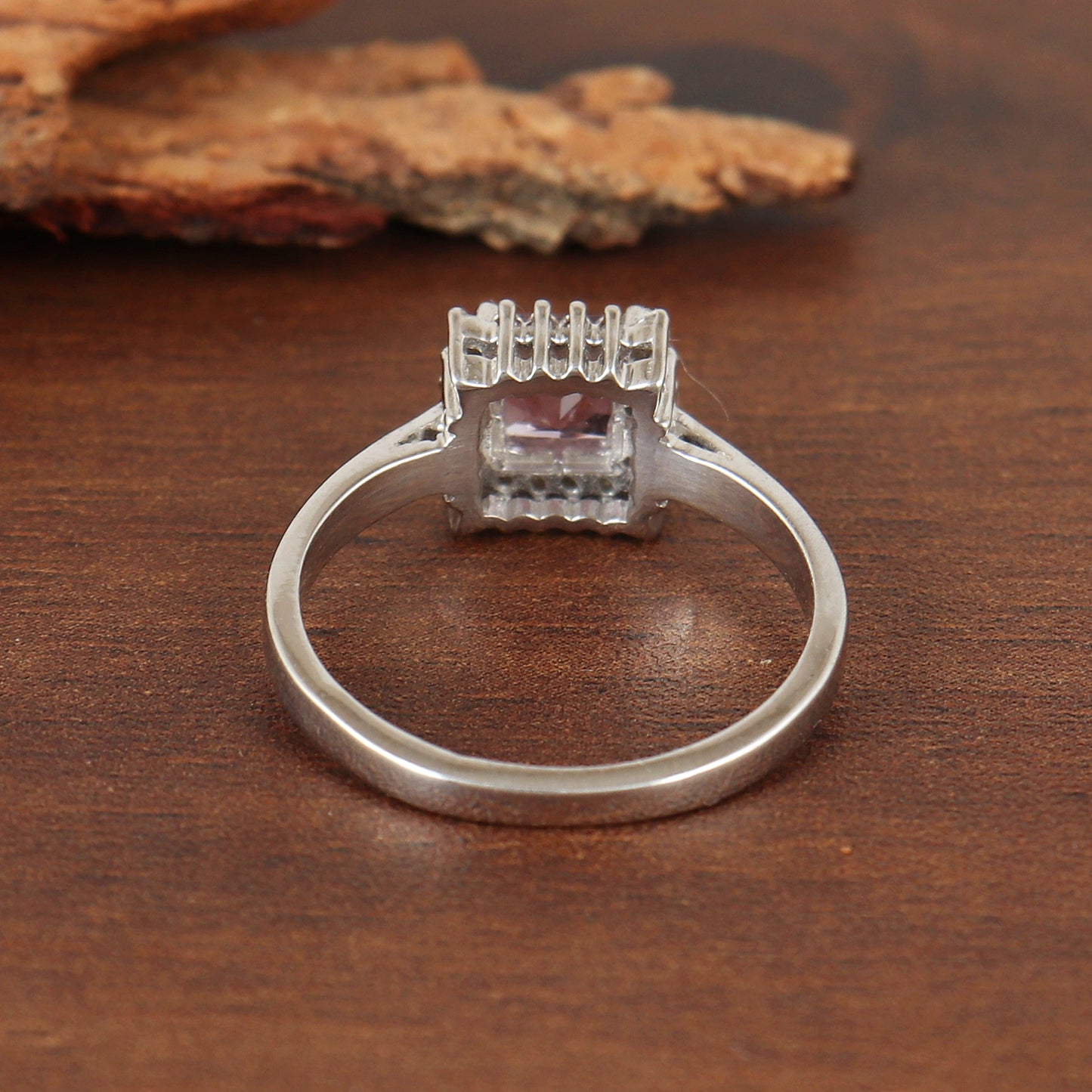 Natural Amethyst Square Gemstone Ring-925 Sterling Silver Ring-Handmade Cluster Ring-Statement Ring-Amethyst Engagement Ring-Gift for Her