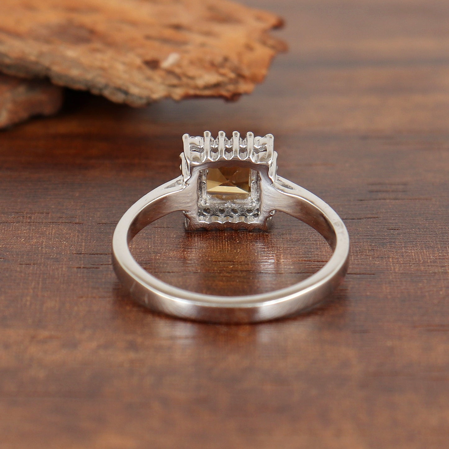 Natural Citrine Square Gemstone Cluster Ring-925 Sterling Silver Ring-Handmade Ring-Statement Ring-Citrine Engagement Ring-Gift for Her