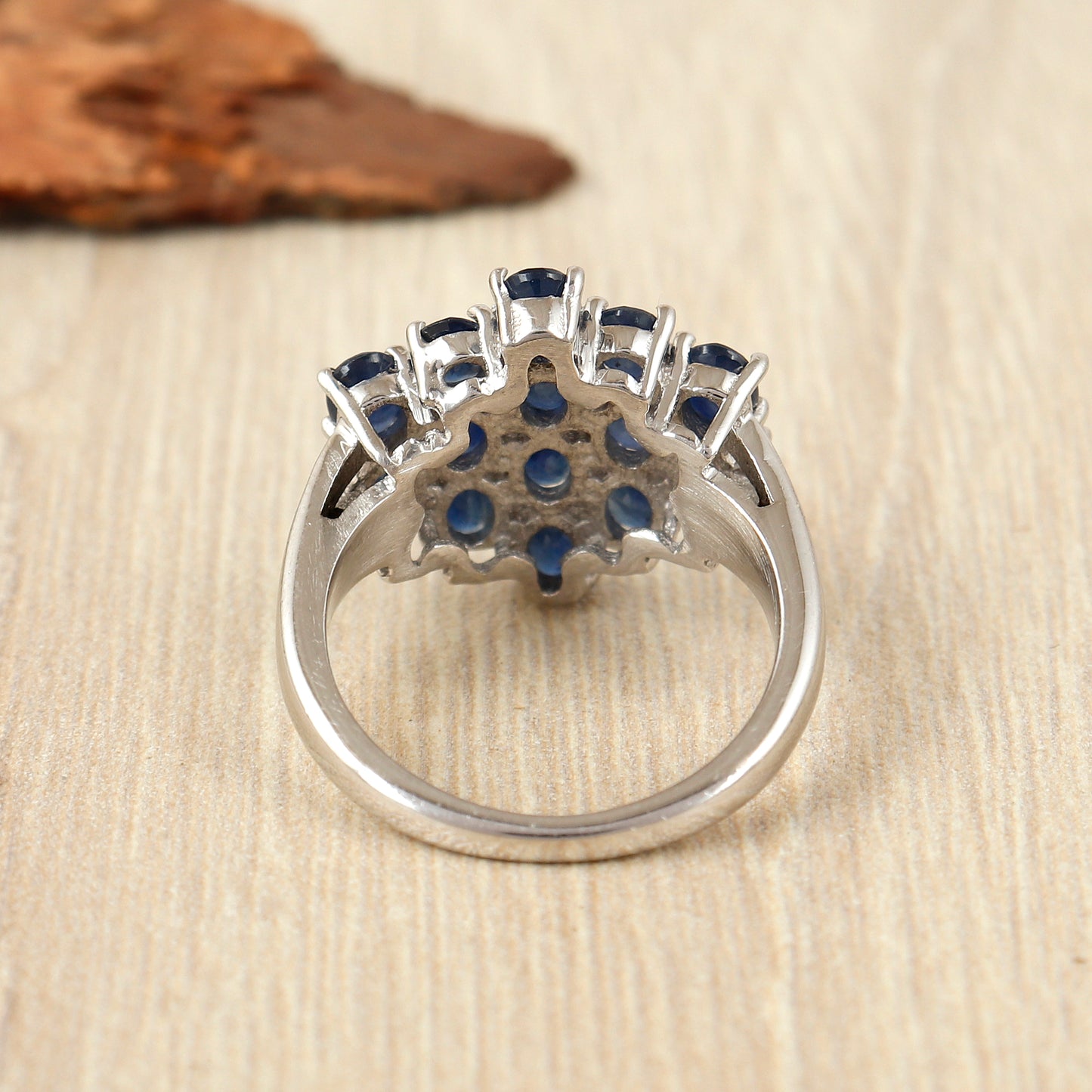 Natural Blue Sapphire Oval Cut Gemstone Floral Ring 925 Sterling Silver Handmade Ring September Birthstone Ring Wedding Gift for Her