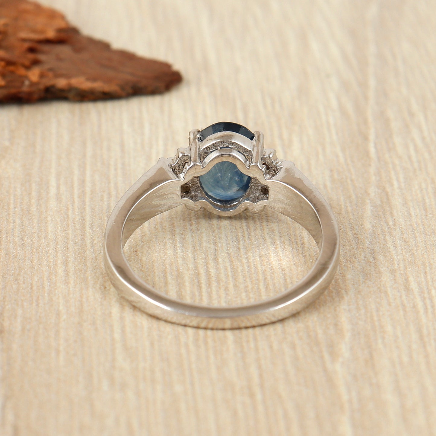 Natural Blue Sapphire Ring-925 Sterling Silver Ring-Diamond Ring-Oval Cut Gemstone Ring-Sapphire Silver Ring-Wedding Gift-Sapphire Jewelry