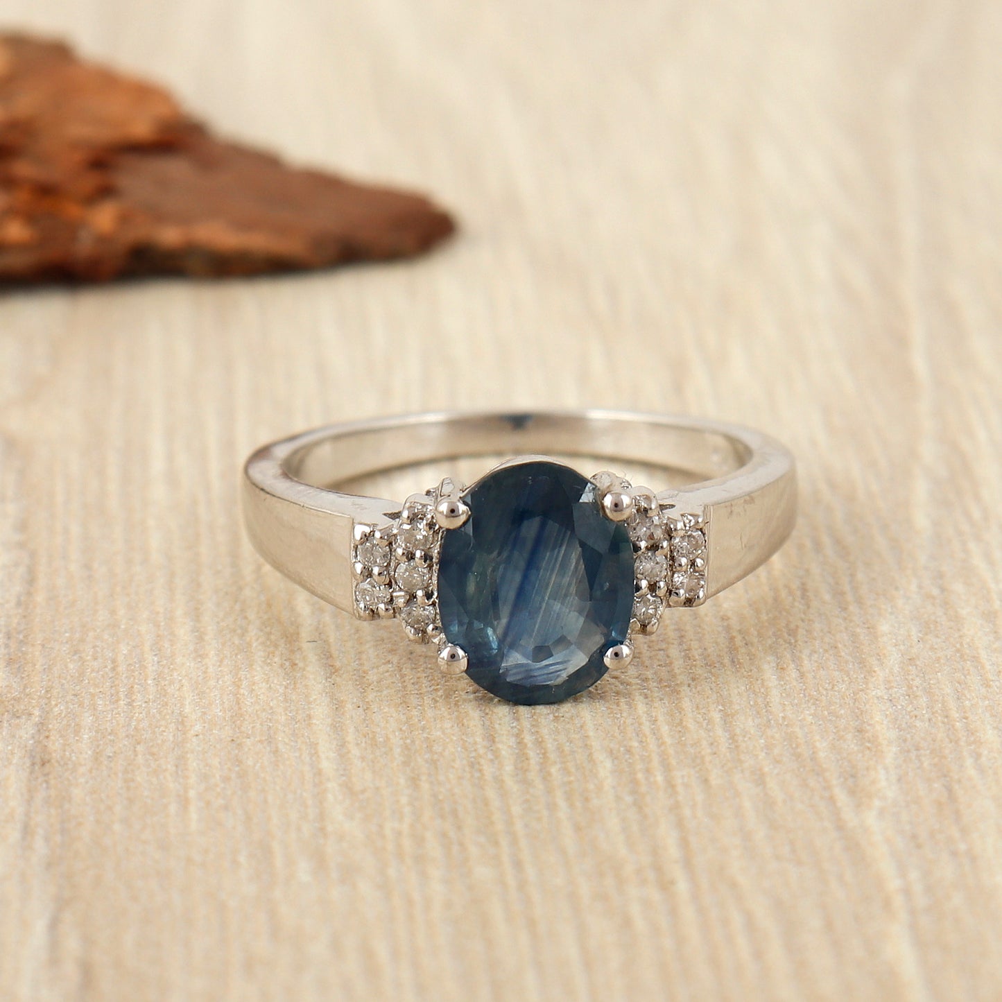 Natural Blue Sapphire Ring-925 Sterling Silver Ring-Diamond Ring-Oval Cut Gemstone Ring-Sapphire Silver Ring-Wedding Gift-Sapphire Jewelry