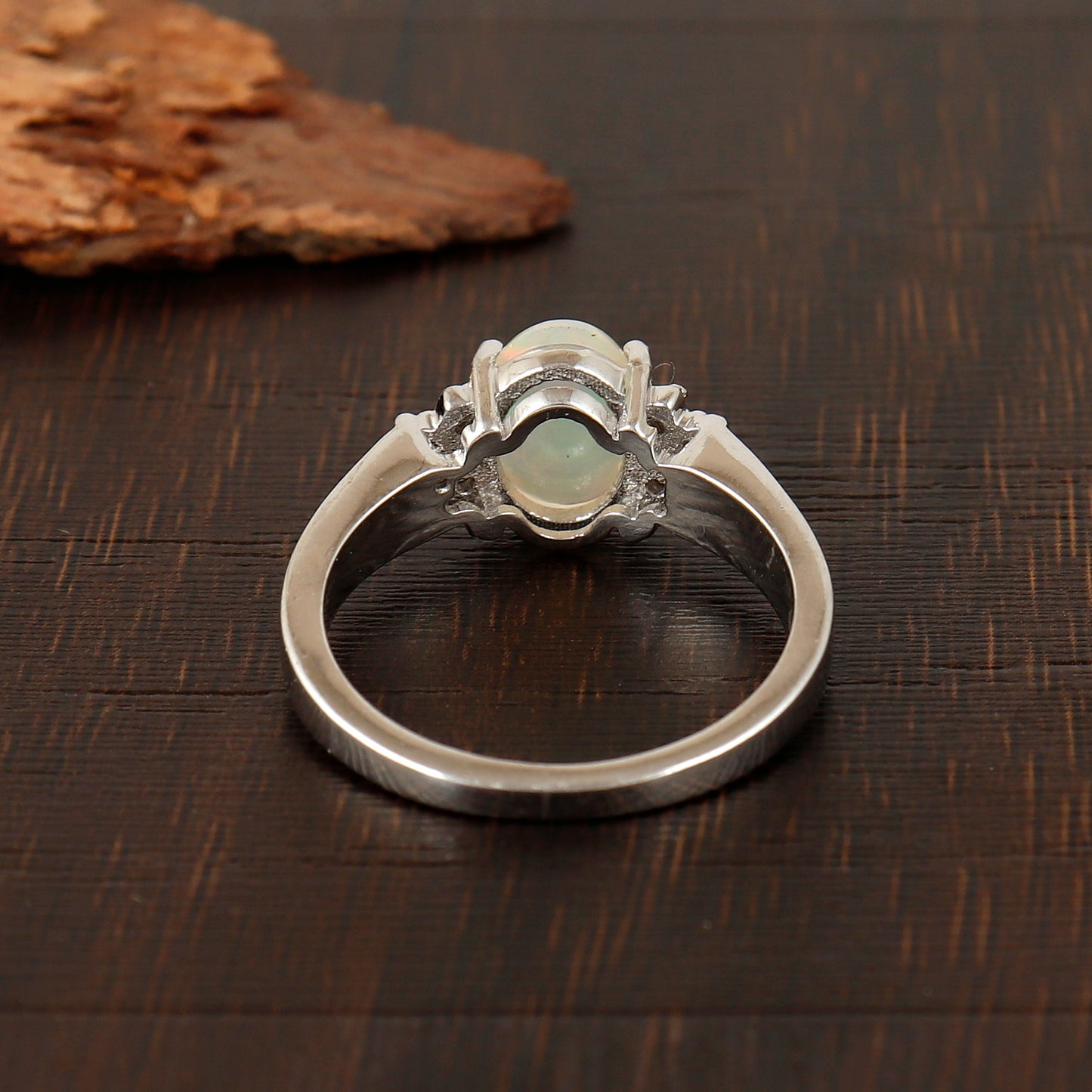 Natural Ethiopian Opal Ring-925 Sterling Silver Ring-Oval Cabochon Gemstone Ring-Multi Fire Opal Ring-Dainty Opal Ring-Wedding Gift for Her