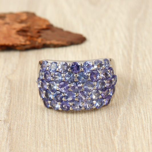 Natural Tanzanite Wedding Ring-925 Sterling Silver Ring-December Birthstone Ring-Engagement Gift-Tanzanite Jewelry-Anniversary Gift for Her
