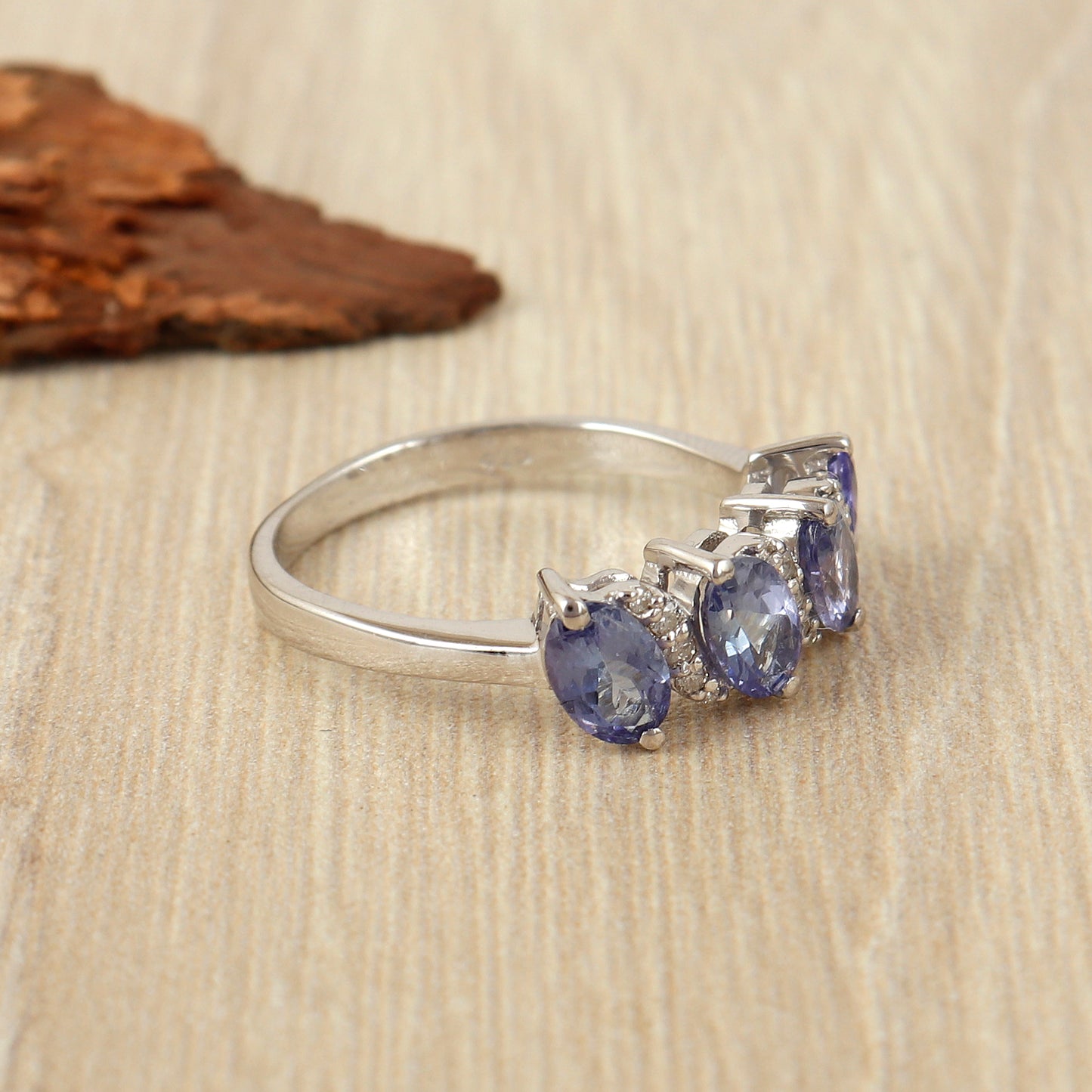 Tanzanite Ring-925 Sterling Silver Ring-Diamond Ring-Tanzanite Jewelry-6x4mm Oval Cut Gemstone Ring-Tanzanite Silver Ring-Wedding Gift Her