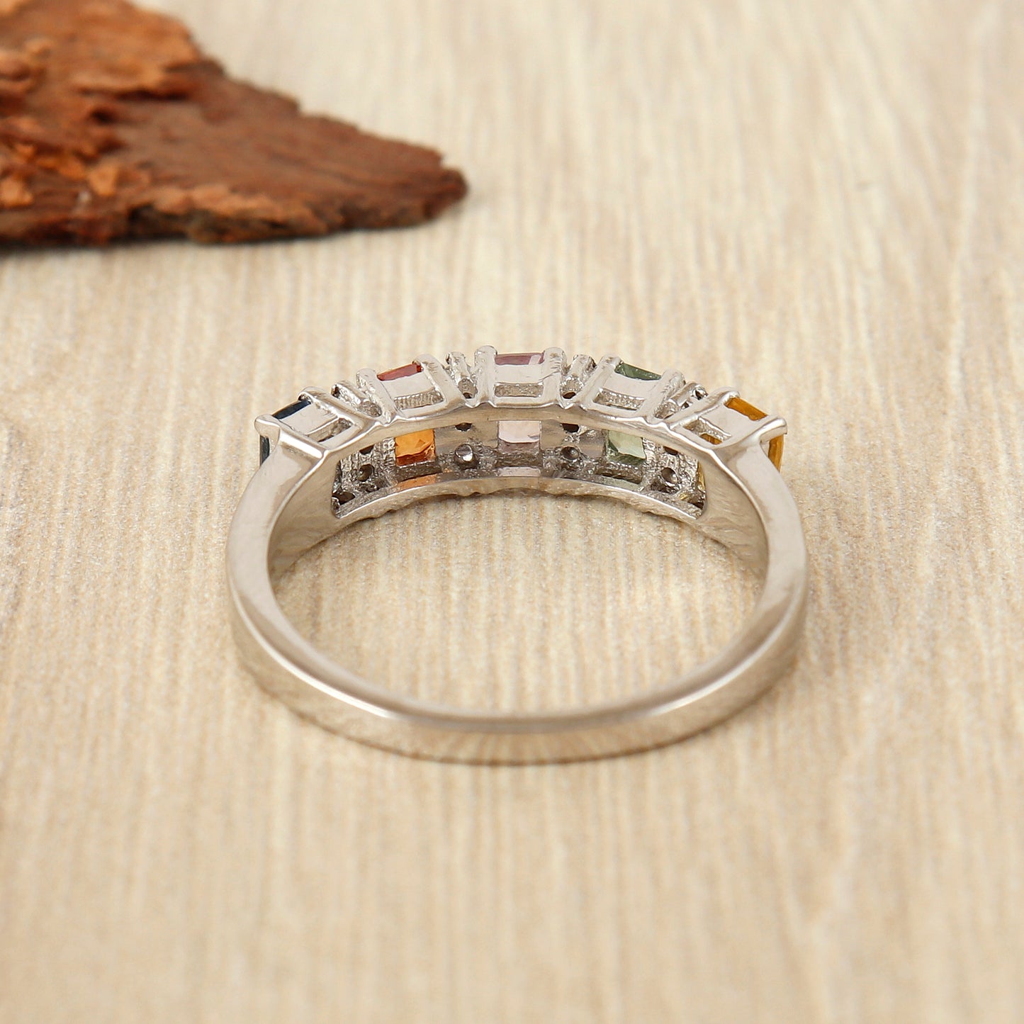 Natural Multi Sapphire Ring-925 Sterling Silver Ring-Octagon Cut Gemstone Ring-September Birthstone -Wedding Gift-Promise Ring Gift for Her