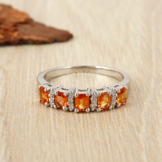 Natural Yellow Sapphire Ring-925 Sterling Silver Ring-Octagon Sapphire Ring-September Birthstone-Precious Gemstone Ring-Dainty Ring for Gift