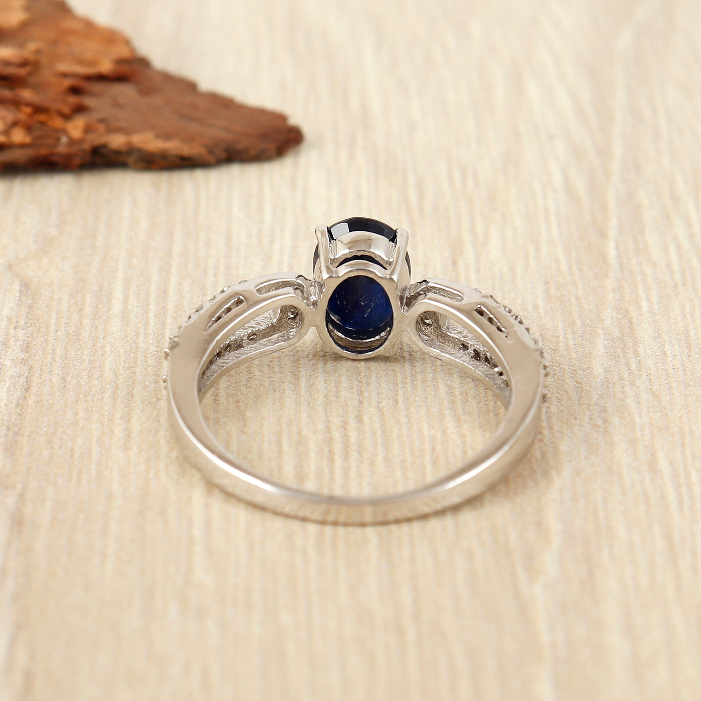 Blue Sapphire Ring-925 Sterling Silver Dainty Ring-Oval Cut Gemstone Ring-September Birthstone Ring-Precious Ring-Sapphire & Diamond Ring