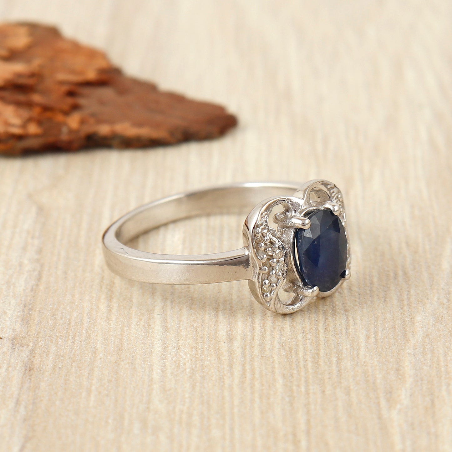 Natural Blue Sapphire Oval Cut Gemstone Ring-925 Sterling Silver Ring-September Birthstone Ring-Blue Sapphire Dainty Ring-Stackable Ring
